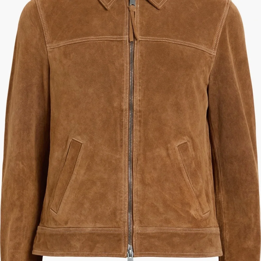 All Saints Men’s Marquez Suede Jacket - Size Medium Tobacco Brown - Picture 4 of 10